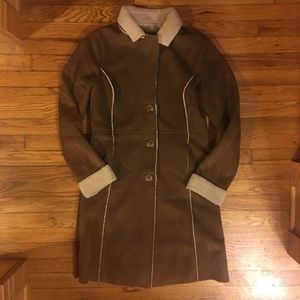 (M) Old Navy Faux Sherpa/Suede Mid Length Coat